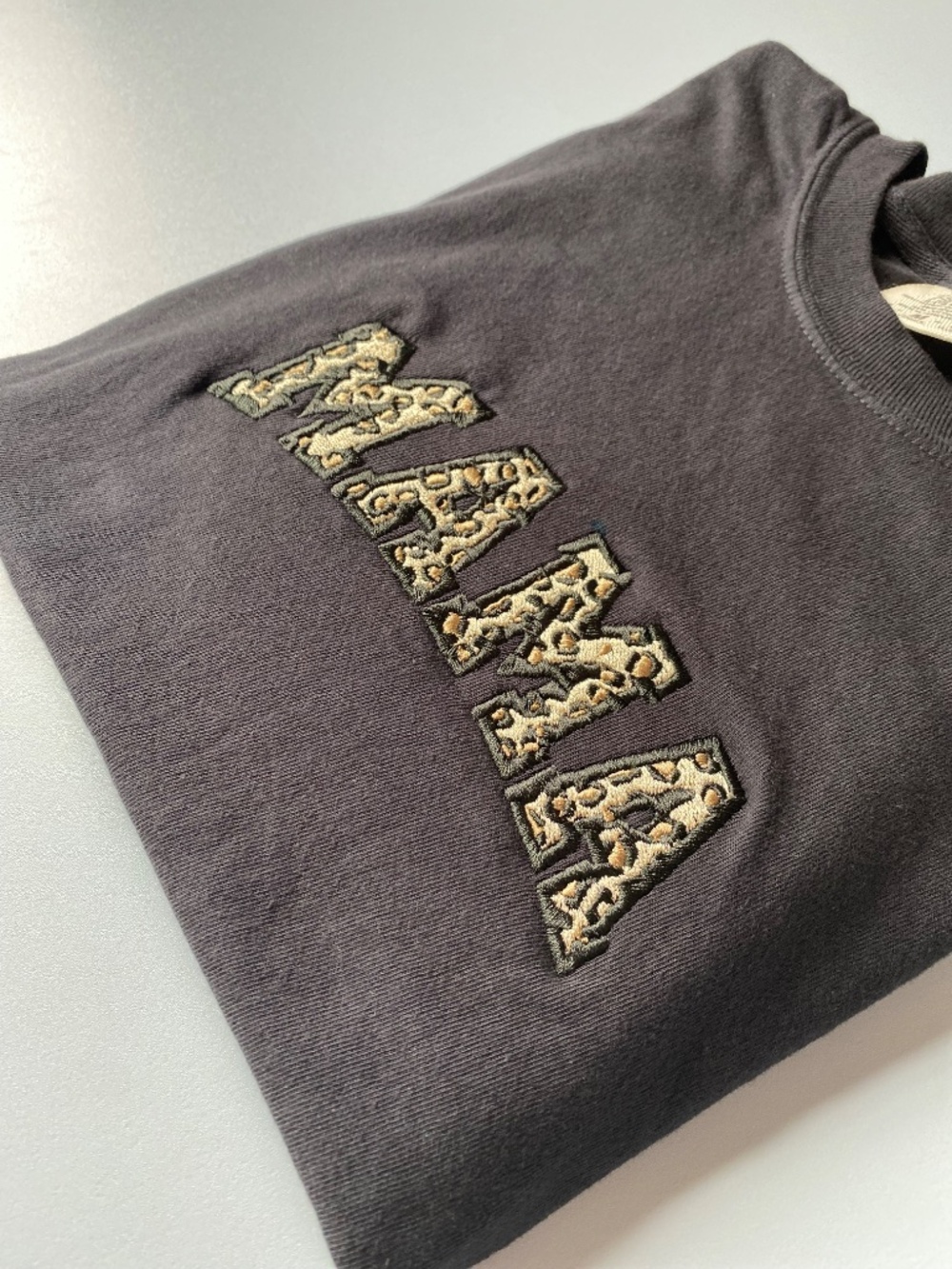 Embroidered leopard print MaMa Cotton comfort colors Tshirt - Picture 6 of 10